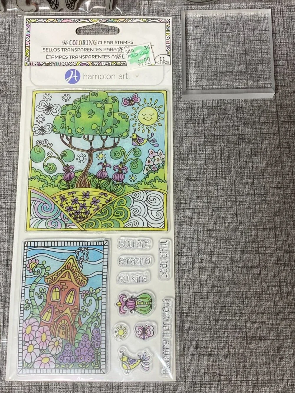 Garden Cling Stamps Recollections Hampton Arts & 1 Acrylic Blocks 6pc Lot NOS